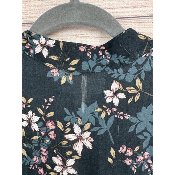 Velvet by Graham & Spencer Long Sleeve Keyhole Floral Slip Dress Women's M Green - Picture 7 of 16